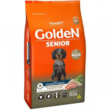 Ração Premier Pet Golden Cães Sênior Raças Pequenas  Frango e Arroz- 3kg/10,1kg